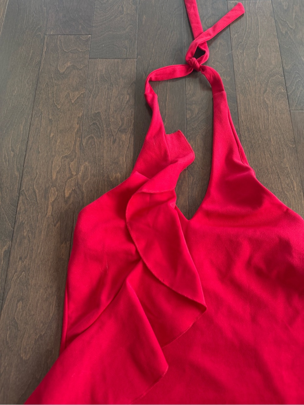 Wrapper Red Halter Ruffle Camisole - Picture 2 of 5